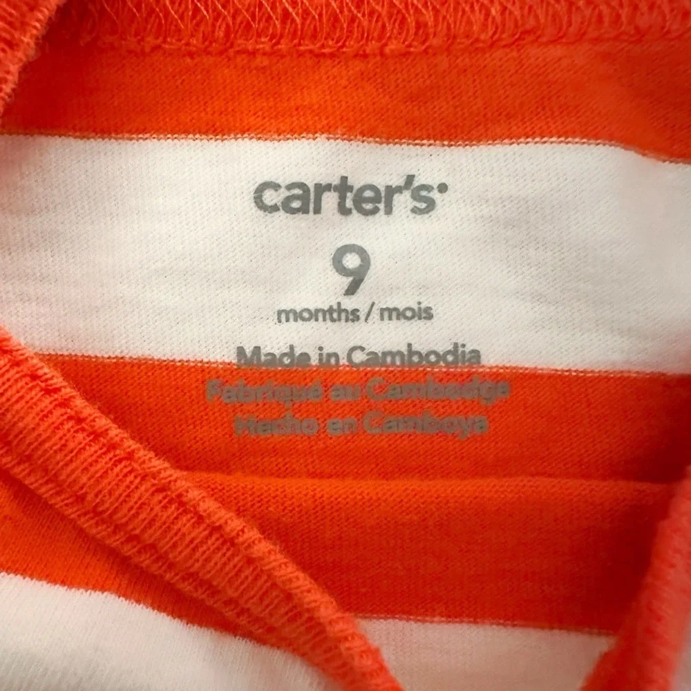 Carter’s | Candy Stripe Ruffle Rompers (9 mos) ♥️🩷🧡 - Picture 5 of 5